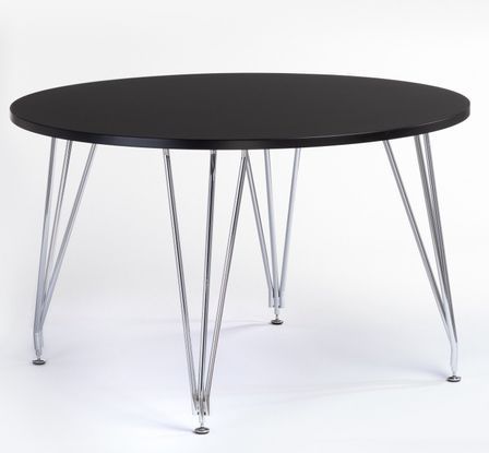 Table à manger ronde bois noir mat et acier chromé Diza 120 cm