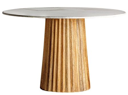 Table à manger ronde bois plissé et marbre 120 cm José Manuel Ferrero d’Estudi
