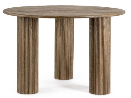 Table à manger ronde BOZAR 120 cm - Bois massif de manguier - 6 places