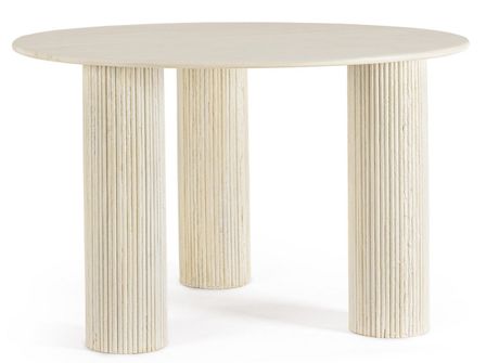Table à manger ronde BOZAR 120 cm - Bois massif de manguier - 6 places