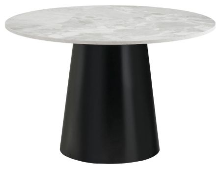 Table à manger ronde BRITO Ø120 – Effet marbre & métal noir