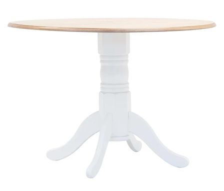 Table à manger ronde chêne clair et hévéa massif blanc Nyca