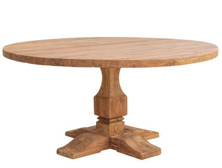 Table à manger ronde en bois massif naturel de teck VIKALE Ø160 cm