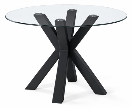 Table à manger ronde JADE en verre trempé et métal