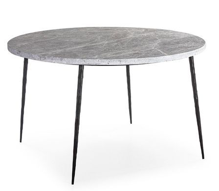 Table à manger ronde marbre gris et pieds métal noir SOPA – Ø125 cm