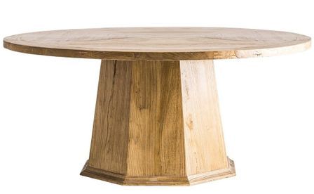 Table à manger ronde d'orme massif clair Boreo 180 cm