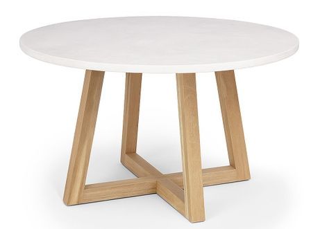 Table à manger ronde OSAKA Ø140 cm – Microciment & bois de manguier