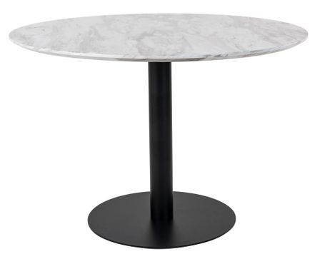 Table à manger ronde PIZA Ø110– Effet marbre blanc et pied laiton noir