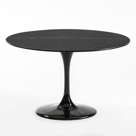 Table à manger ronde moderne marbre noir Ravies D 120 cm