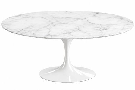 Table à manger ronde TULIPE - Plateau en marbre – Pied central en métal – Pied central en aluminium – Fabrication italienne haut de gamme