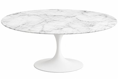 Table à manger ronde TULIPE - Plateau en marbre – Pied central en métal – Pied central en aluminium – Fabrication italienne haut de gamme
