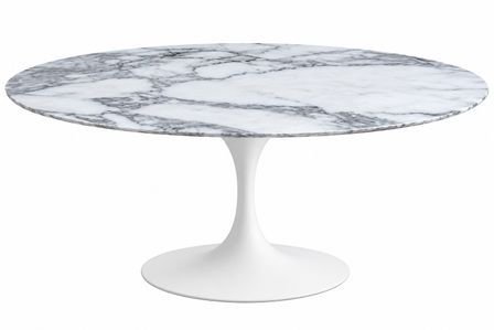 Table à manger ronde TULIPE - Plateau en marbre – Pied central en métal – Pied central en aluminium – Fabrication italienne haut de gamme