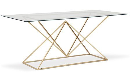 Table à manger verre transparent et pieds métal doré Reg 180 cm