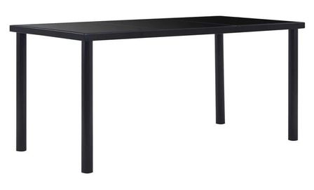 Table à manger verre trempé et pieds métal noir Orati 160 cm