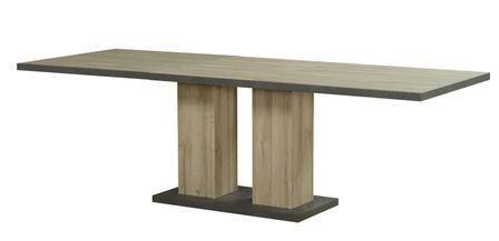 Table à rallonge chêne clair et gris béton Oscar