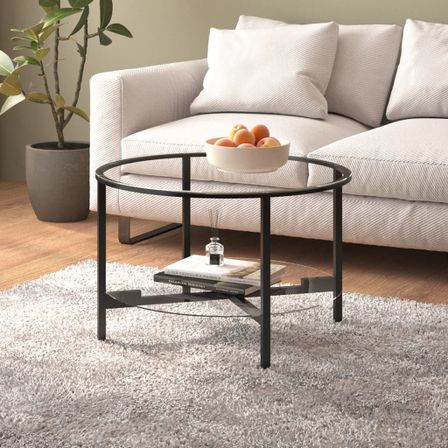 Table à thé Noir et transparent 70 cm Verre trempé 2