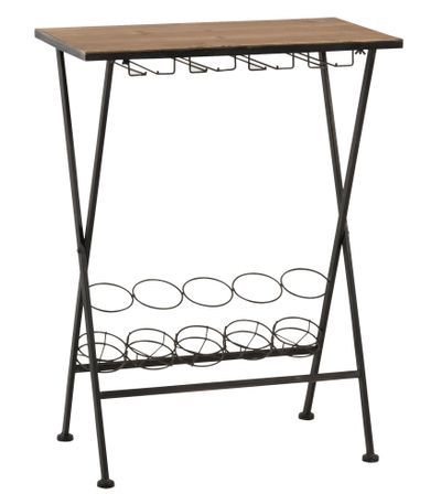 Table avec range bouteilles bois noir Gaspi L 65 cm