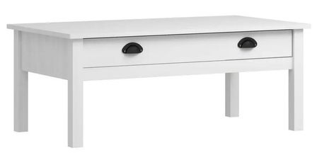 Table basse 1 tiroir pin massif blanc Petune 100 cm