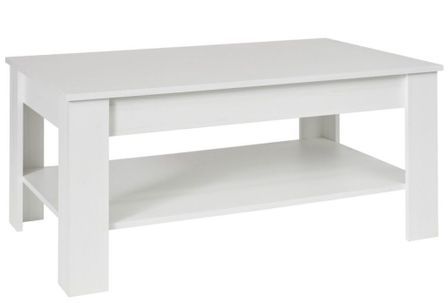 Table basse 2 niveaux bois pin blanchi Koryne L 110 x H 49 x P 67 cm