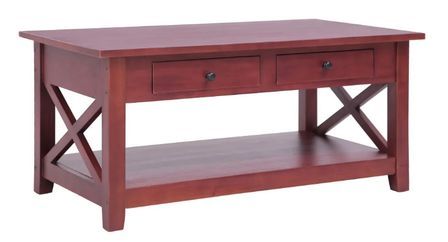 Table basse 2 tiroirs acajou massif foncé Joviale
