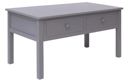 Table basse 2 tiroirs paulownia et peuplier gris Maho