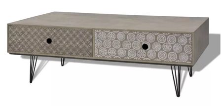 Table basse 4 tiroirs bois gris et métal noir Chicca