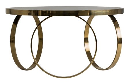 Table basse art déco métal doré et plateau miroir noir Nitia