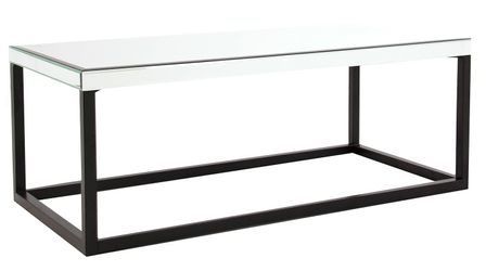 Table basse art déco verre argenté et bois noir Karla