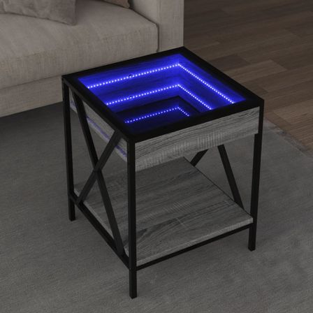 Table basse avec LED Infinity sonoma gris 40x40x49 cm