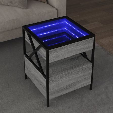 Table basse avec LED Infinity sonoma gris 40x40x51 cm