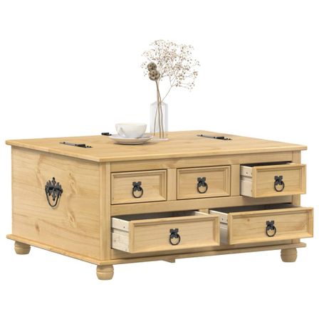 Table basse avec rangement Corona 90x78x45 cm bois de pin massif