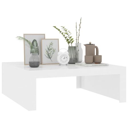 Table basse Blanc brillant 100x100x35 cm 2