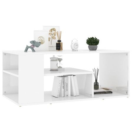 Table basse Blanc brillant 100x50x40 cm