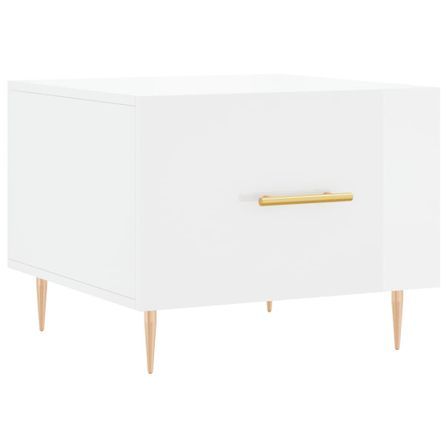 Table basse blanc brillant 50x50x40 cm bois d'ingénierie