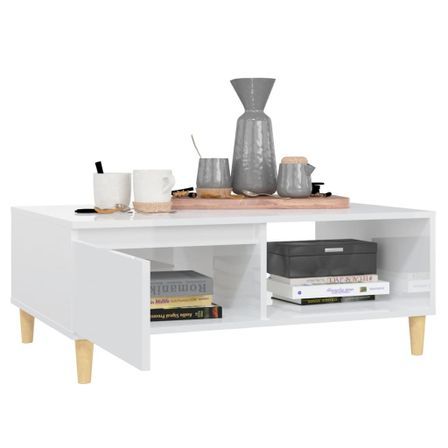 Table basse Blanc brillant 90x60x35 cm