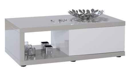 Table basse blanc brillant et gris galet Kido