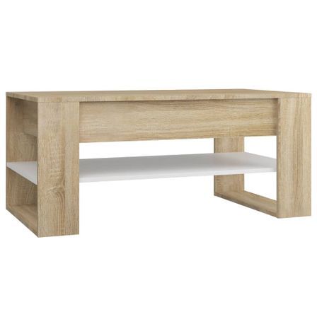 Table basse Blanc chêne sonoma 102x55x45 cm Bois d'ingénierie