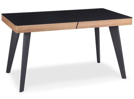 Table basse bois clair et verre noir Kida cm
