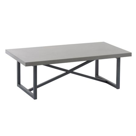 Table basse bois gris béton et pieds métal Omani