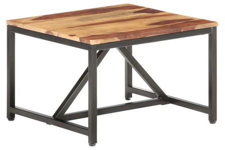 Table basse bois massif clair et pieds métal noir Antem 60 cm