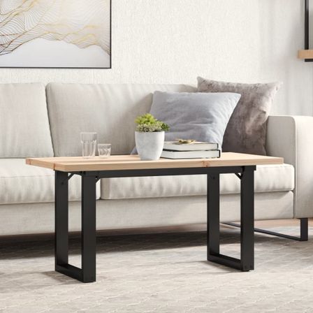Table basse cadre en O 100x50x45,5 cm bois de pin massif fonte