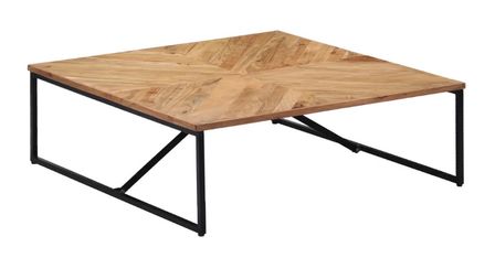 Table basse carrée acacia massif clair et métal noir Rozas