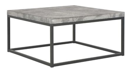 Table basse carrée effet béton gris et métal noir Nouria