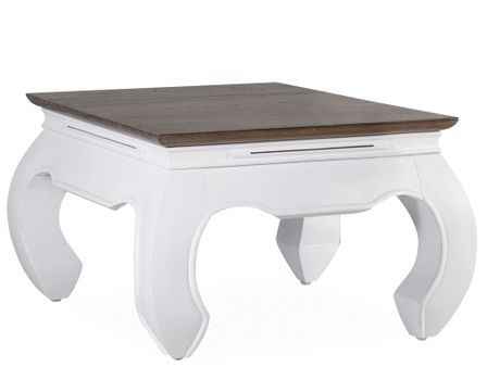 Table basse carrée KOREST – Bois massif blanc et marron