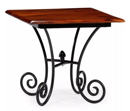 Table basse carrée sesham foncé et pieds métal noir bouclés Remax