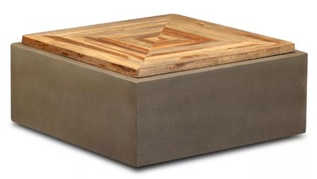 Table basse carrée teck recyclé et béton Nouria