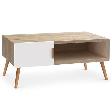 Table basse Chêne clair et Blanc Scanda