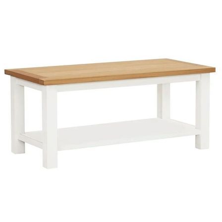 Table basse chêne massif clair et pieds acacia blanc Byur 90 cm