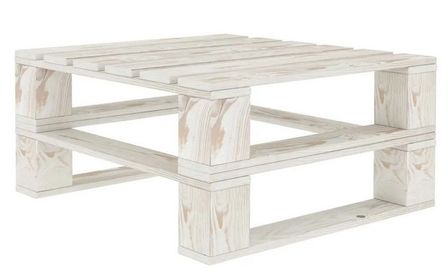 Table basse de jardin palette pin massif blanc Myree
