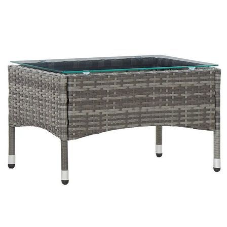 Table basse de jardin verre et résine tressée grise Jaade